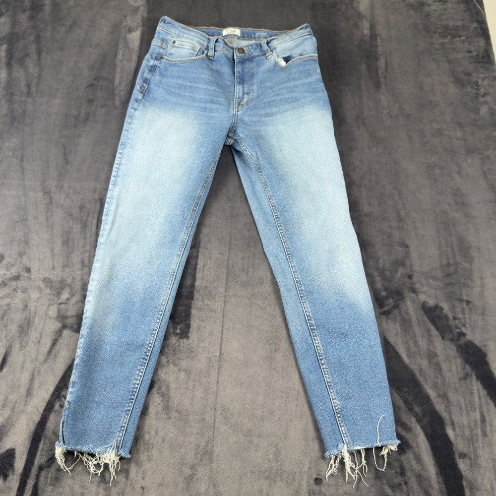 Kensie Jeans Skinny Jeans Womens 8/29 Blue Vintage Luxe Raw Hem Frayed Denim